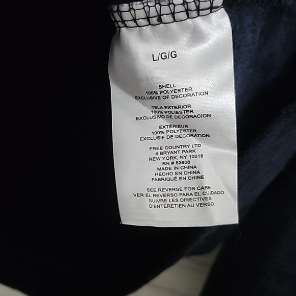 Free Country Blue Black Fleece Jacket Full Zip With Pockets Women's Size Large - Picture 4 of 4